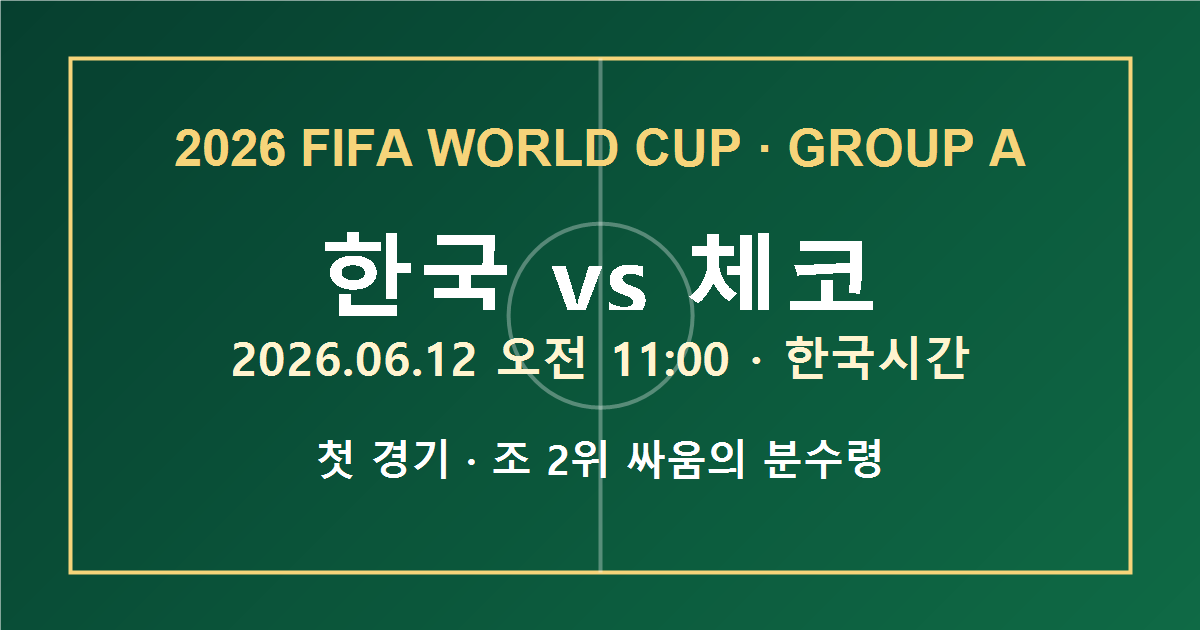 2026 월드컵 한국 vs 체코 경기시간 대표 이미지