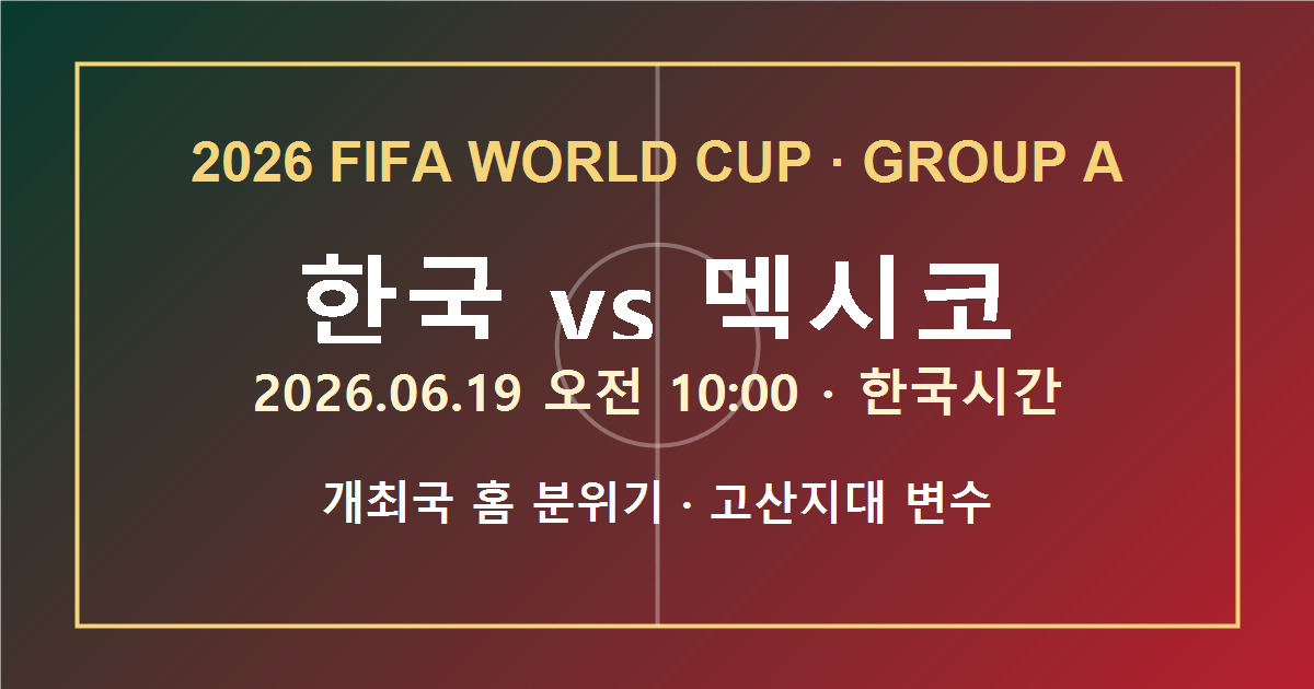 2026 월드컵 한국 vs 멕시코 경기시간 대표 이미지