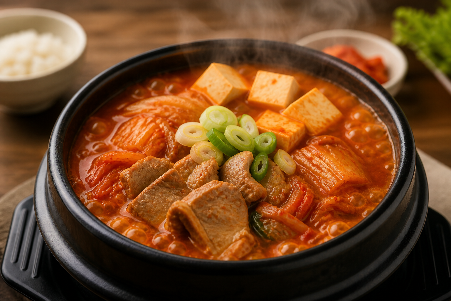 돼지고기 김치찌개 완성본 실사풍 이미지